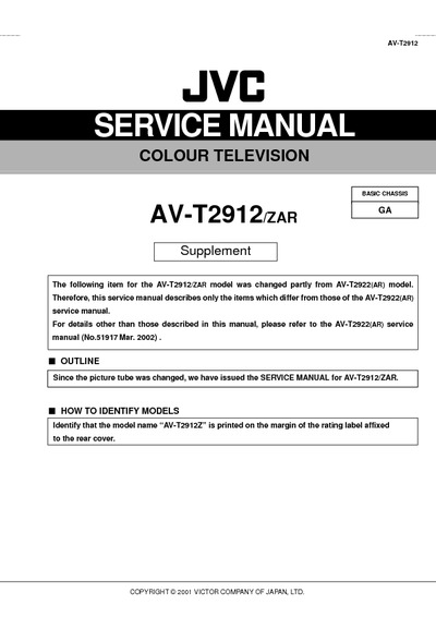JVC AVT2912, AVT2922; Chassis GA