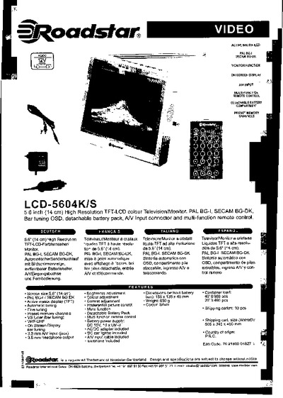 ROADSTAR LCD5604K