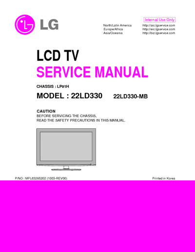 LG 22LD330, Chassis:LP91H - LCD