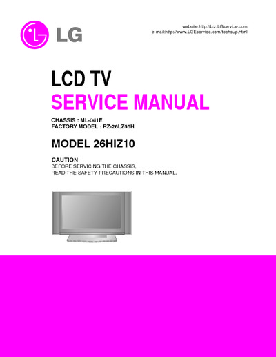 LG RZ-26HIZ10, Chassis:ML041E - LCD TV