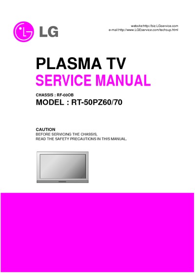 LG RT-50PZ60, RT-50PZ70, Chassis:RF03OB - Plasma TV