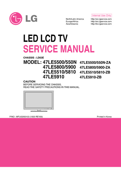 LG 47LE5500, Chassis:LD03E LED LCD TV