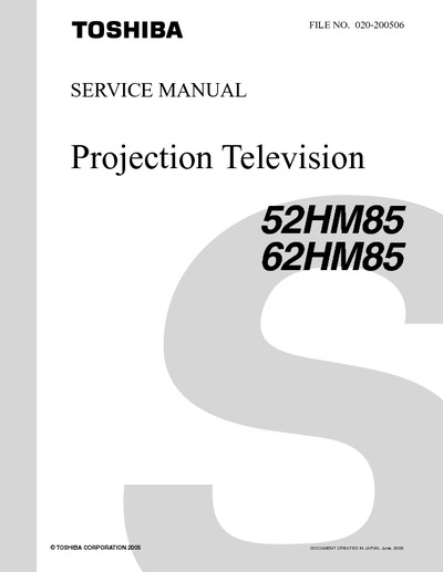 Toshiba 52HM85, 62HM85, DLP TV Service Manual