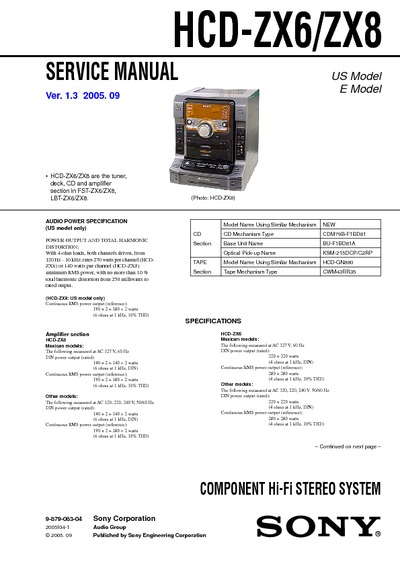 SONY  HCD-ZX6 HCD-ZX8 Ver1.3