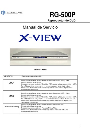 XVIEW Service Manual RG-500 PLAT V2007