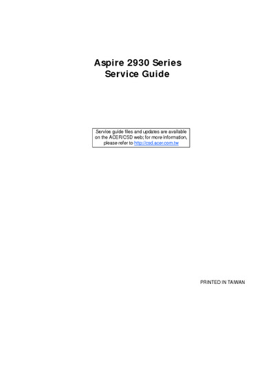 Acer aspire 2930 Service manual
