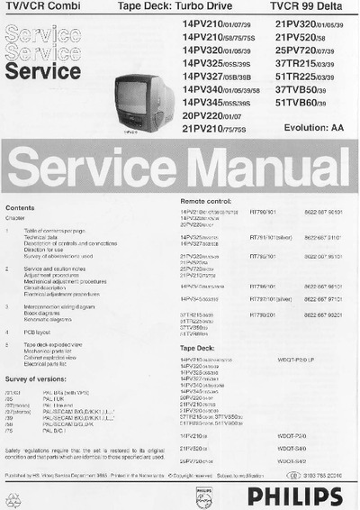 Philips Combi Service Manual TVCR99 Delta