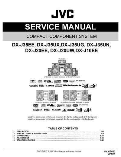 JVC DX-J35 EE/UX/UG/UN, DX-J20 EE/UW, DX-J10EE