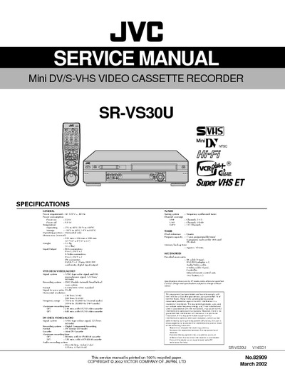 JVC SR-VS30U Mini DV/S-VHS Video Cassette Recorder