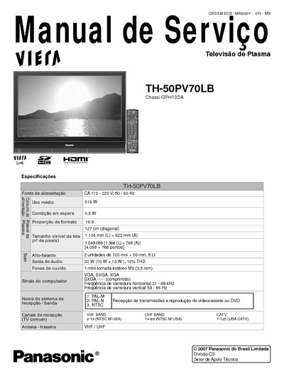 Panasonic TH-50PV70LB -PLASMA