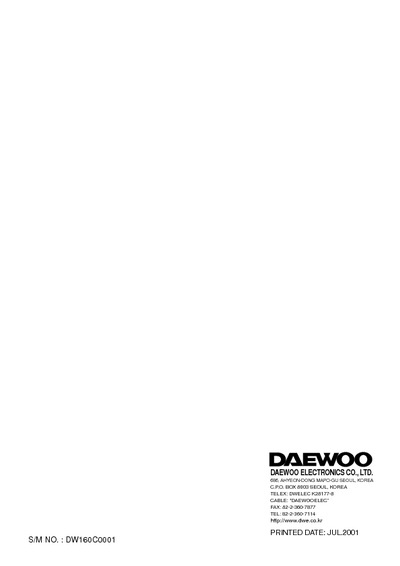 DAEWOO DW-160 DW-170