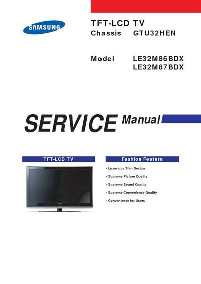 SAMSUNG LE32M86BDX, LE32M87BDX, Chassis-GTU32HEN LCD-TV