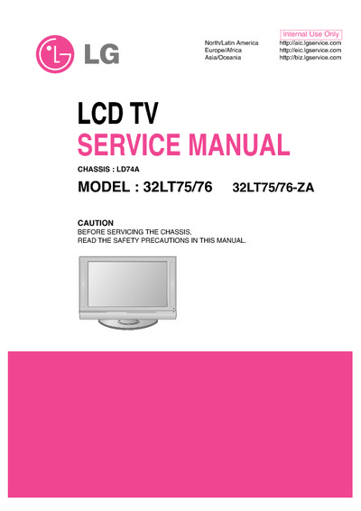 LG 32LT75, 32LT76 Chassis: LD74A - LCD