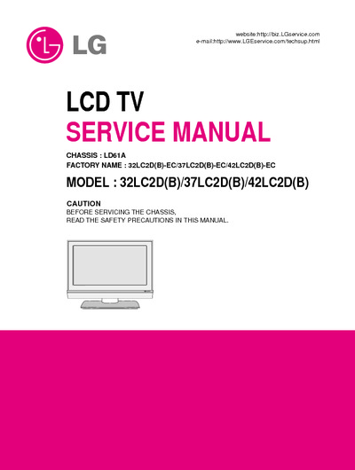 LG 32LC2D(B), 37LC2D(B), 42LC2D(B), Chassis:LD61A - LCD