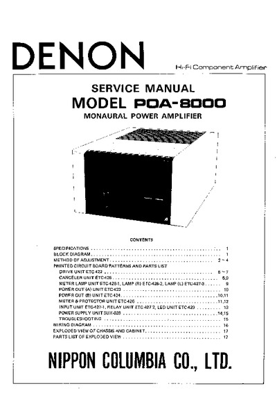 Denon POA-8000 Service Manual audio