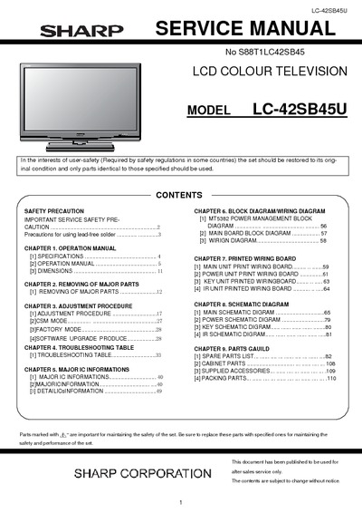 Sharp LC-42SB45U LCD