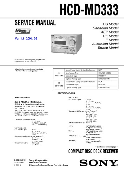 Sony HCD-MD333 ver.1.1