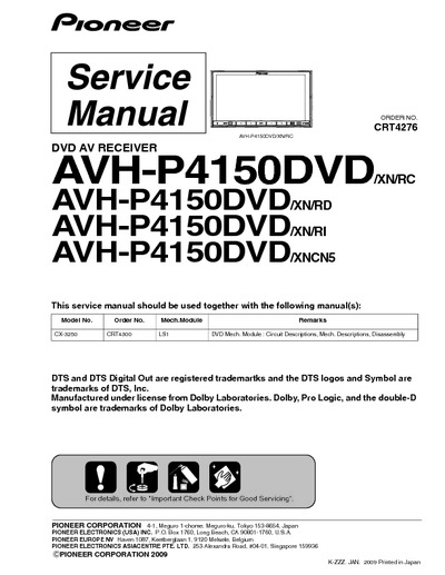 Pioneer AVH-P4150dvd