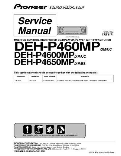 Pioneer Multi-CD Control High Power DEH-P460MP DEH-P4500