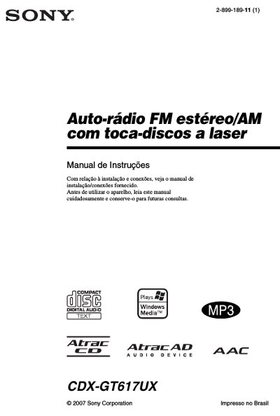 Auto Rádio Sony CDX-GT617UX