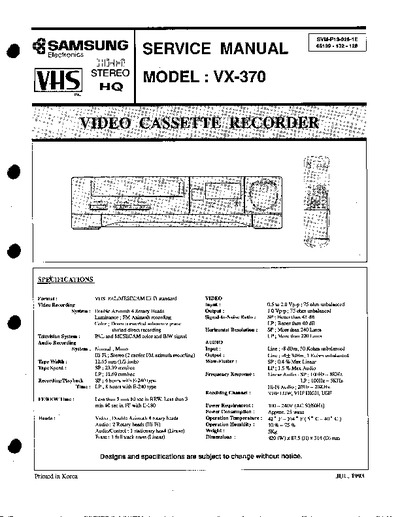 Samsung video cassete recorder modelo: VX-370