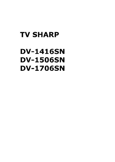 Sharp Chassis DECO2 DV-1416SN DV-1506SN DV-1706SN DV-3730SN