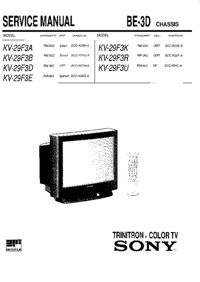 SONY KV-29F3A, KV-29F3B Chassis:BE3D