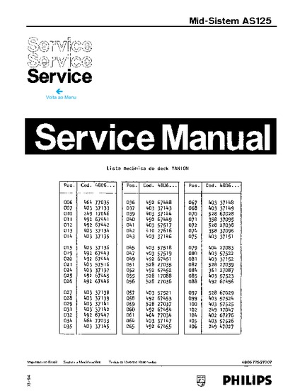 Philips AS-125, Service Manual, Repair Schematics