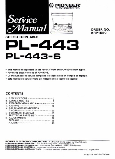 Pioneer PL-443-S