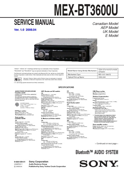 Sony MEX-BT3600u