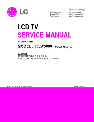 LG 55LW5600-UA Chassis:LA12C LCD