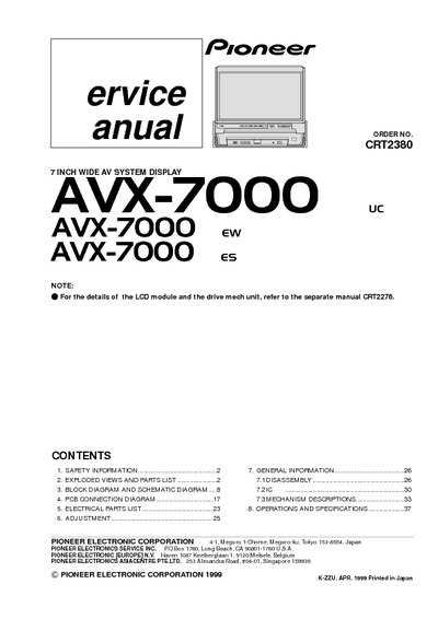 PIONEER AVX7000 LCD