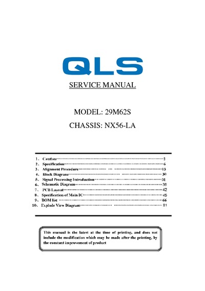 China TV 29M62S-NX56LA Service Manual