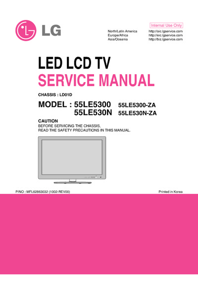 LG 55LE5300, 55LE530N chassis LD01D LED