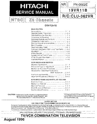 Hitachi 19VR11B, Chassis Z5 [VCR+TV]