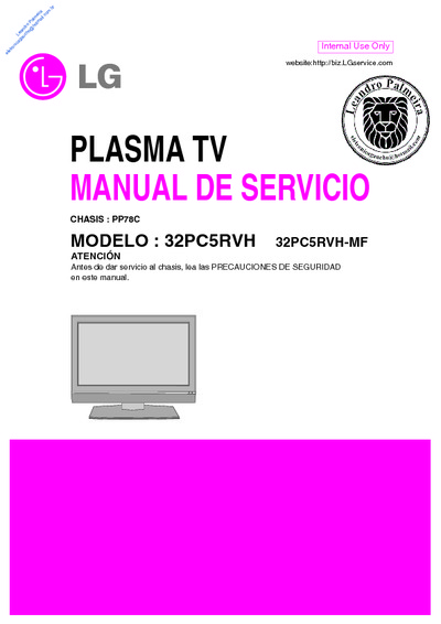 TV PLASMA LG 32PC5RVH/32PC5RVH-MF chassis:PP78C