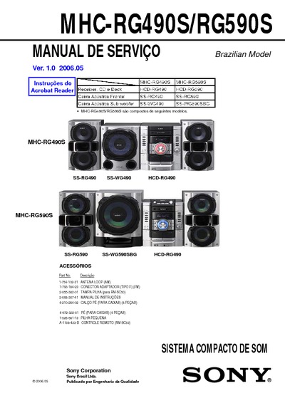 Sony MHC-RG490S. MHC-RG590S Ver. 1.0 BR