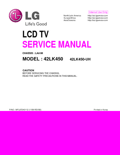 LG 42LK450 Chassis:LA01M LCD