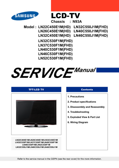 SAMSUNG LN32C450E1M Chassis: N93A LCD-TV