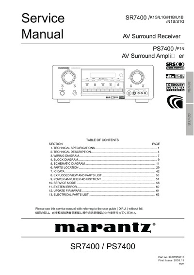 Marantz SR7400, PS7400