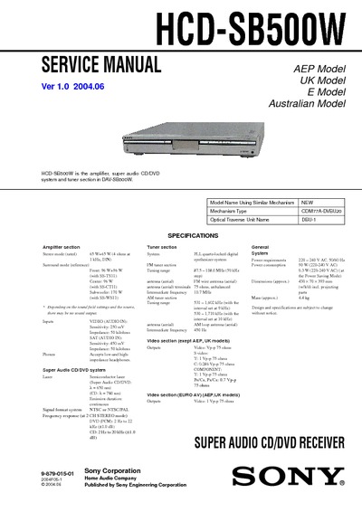 Sony HCD-SB500W