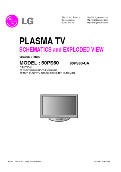 LG 60PS60 Chassis:PU92C Plasma TV