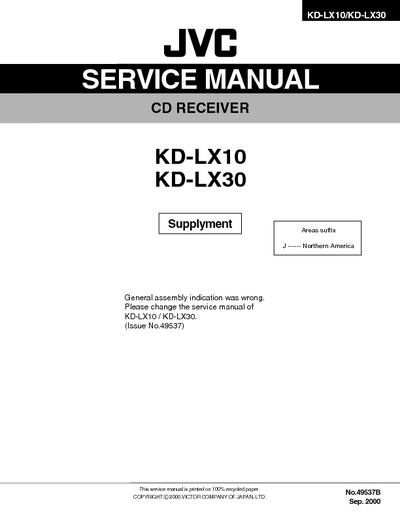 JVC KD-LX10B Manual de Servicio