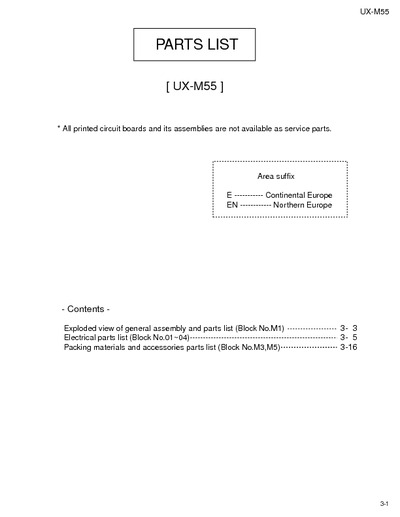 JVC UX-M55 Manual de Partes