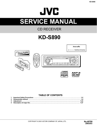 JVC KD-S890 Manual de Servicio