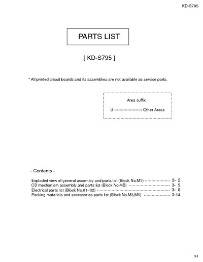 JVC KD-S975 Manual de Partes