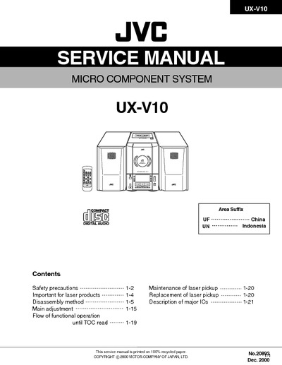 JVC UX-V10 Manual de Servicio