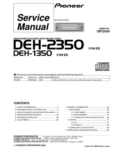 Pionner DEH-1350 DEH-2350