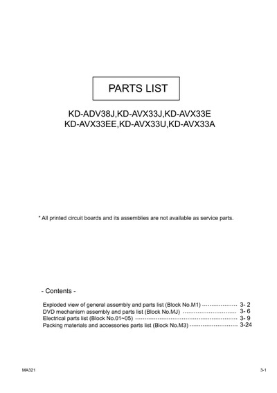 JVC KD-AVX33,KD-ADV38J Manual de Partes