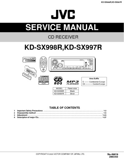 JVC KD-SX998R KD-SX997R Manual de Servicio